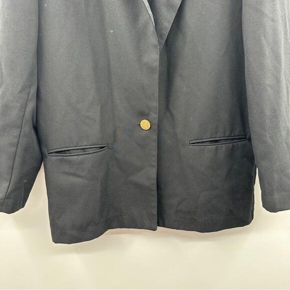 Vintage F. Shay Black Long Sleeve Double Lapel Single Button‎ Blazer Size 10 - Picture 3 of 9